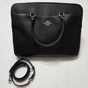 Coach Black Leather Top-Handle Satchel with Strap